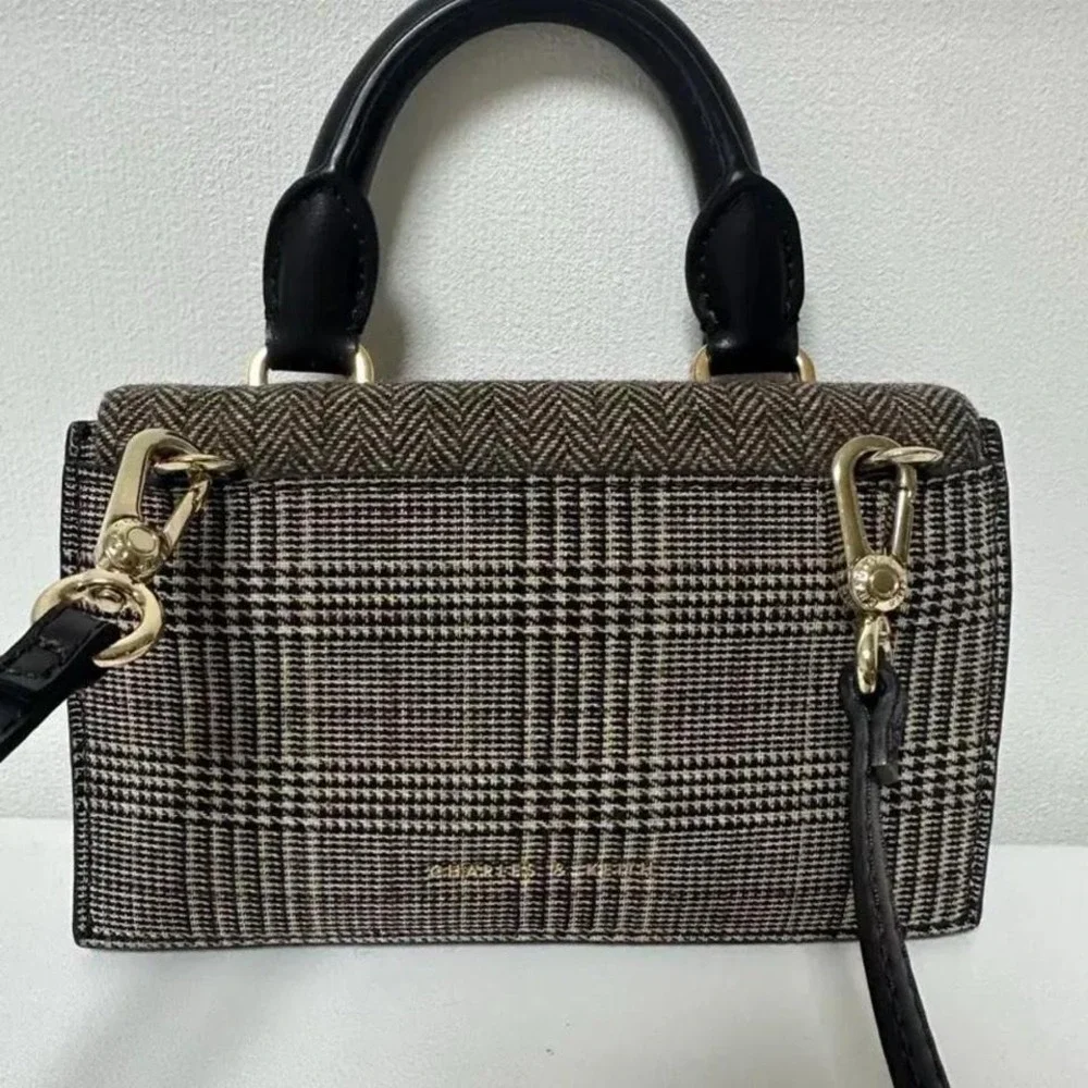 Charles & Keith 025 BGS Plaid Envelope Top Crossbody‎ Bag Preppy Academia Purse